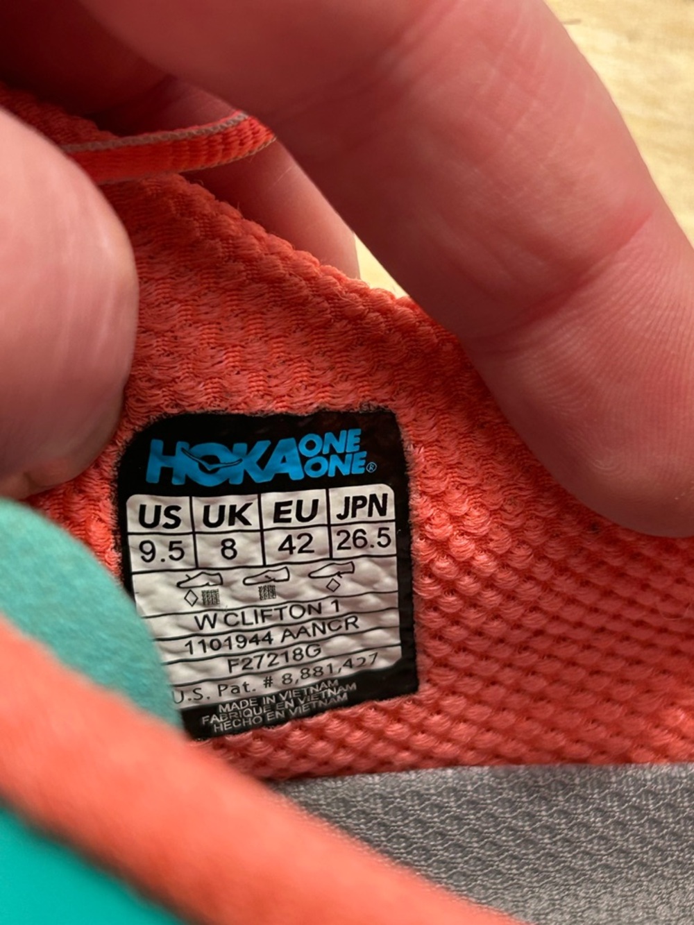 HOKA ONE ONE Women's  Size 9.5 Clifton 1 Running Shoe Teal Neon Yellow Coral - Picture 7 of 8